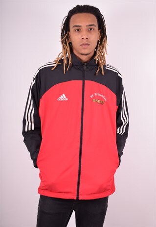ADIDAS MENS VINTAGE TRACKSUIT TOP JACKET XL RED 90S