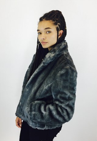 VINTAGE 80S FAUX FUR COAT