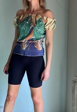 Vintage Stretchy Pleated Bardot Top
