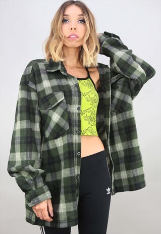 RETRO OVERSIZED CHECK FLEECE SHIRT