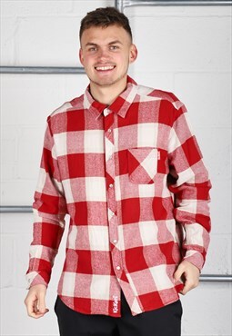 Vintage Kickers Shirt in Red Check Long Sleeve Flannel XXL