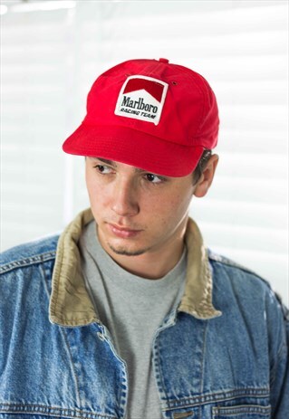 VINTAGE MARLBORO RACING CAP HAT LOGO 90S X 2.1