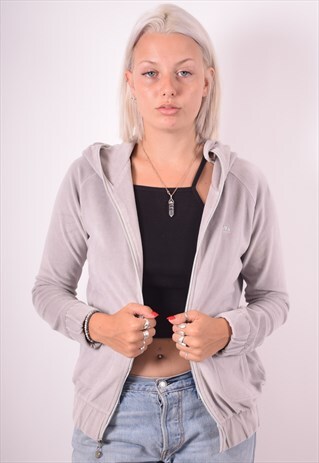 ELLESSE WOMENS VINTAGE HOODIE JACKET MEDIUM GREY 90S
