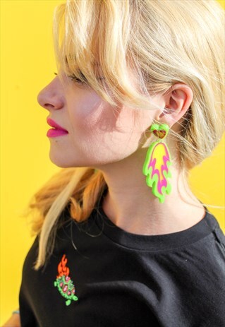 NEON HEART/FLAME EARRINGS
