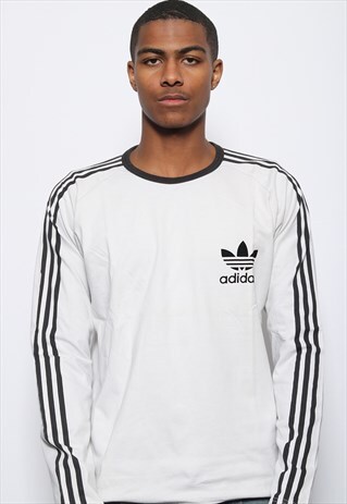 VINTAGE ADIDAS LONG SLEEVE LOGO T-SHIRT WHITE