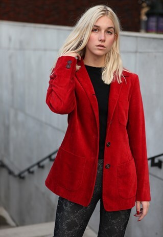 VINTAGE 90'S JIL SANDER VELVET BLAZER JACKET IN RED