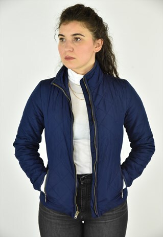 VINTAGE 90'S OLD NAVY BLUE QUILTED JACKET SIZE XS