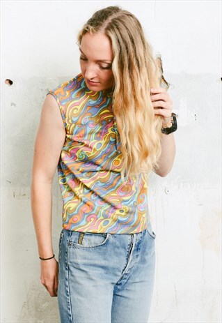 VINTAGE 60S PSYCHEDELIC PRINT FESTIVAL TOP