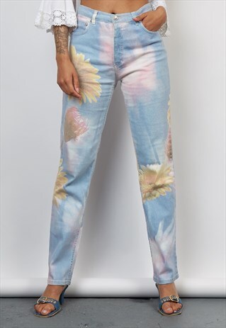 VINTAGE 90'S CAVALLI PASTEL FLORAL JEANS