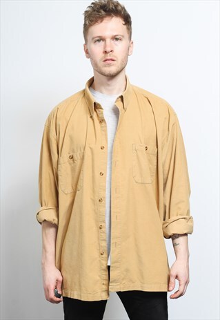 VINTAGE CORDUROY CORD SHIRT BROWN
