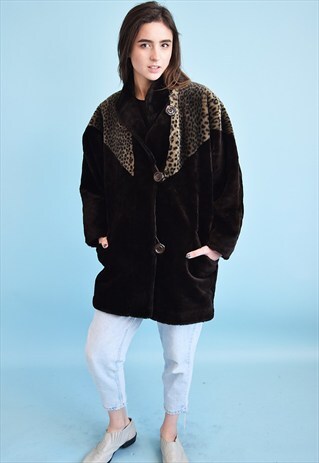 VINTAGE 80'S RETRO OVERSIZED FAUX FUR COAT