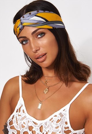 YELLOW SCARF PRINT TWIST HEADBAND