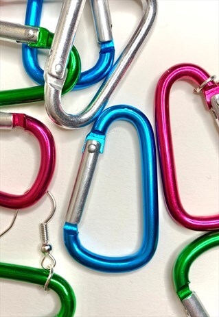 FUNKY HANDMADE MINI CARABINER CLIMBING CLIP UNISEX EARRINGS