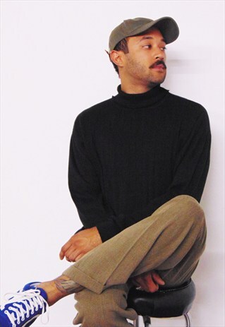 90S MINIMALIST LUXURY SILK BLEND BLACK TURTLE NECK SWEATER