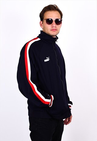 VINTAGE 90S NAVY BLUE PUMA BOMBER JACKET