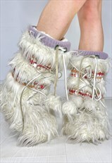 Vintage Y2k Oneill Snow Moon Boots Fur Fluffy Yeti Ski 90S