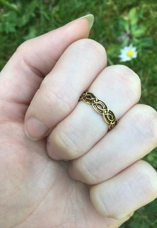 WOMENS BOHO GOLD COLOURED CHAIN MIDI RING