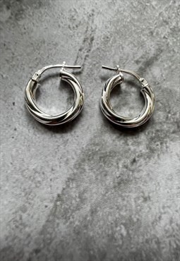 Sterling silver 10mm twisted hoop earrings for men