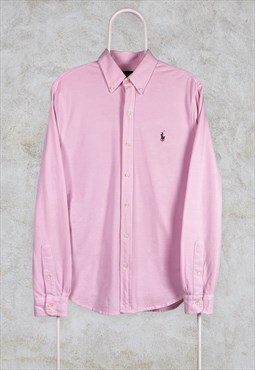 Vintage Pink Ralph Lauren Shirt Knit Oxford Medium