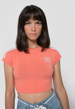 SHORT SLEEVE "NEW YORK" CORAL TOP