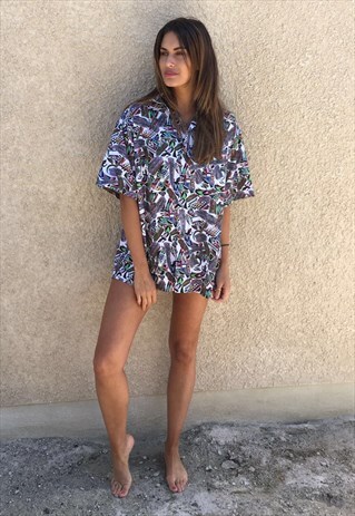 PATTERNED OVERSIZED RETRO VINTAGE UNISEX FESTIVAL SHIRT