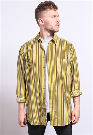 VINTAGE CORDUROY CORD STRIPED SHIRT