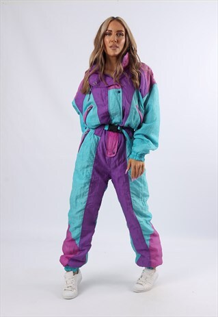 VINTAGE FULL SKI SUIT SNOW SPORTS UK 14 - 16 L (9HG)