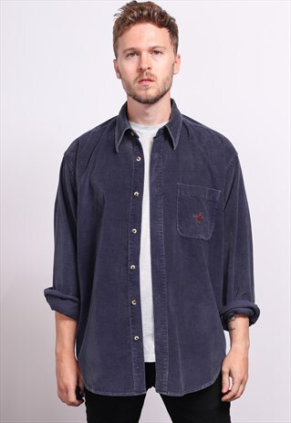 VINTAGE CORDUROY CORD SHIRT BLUE