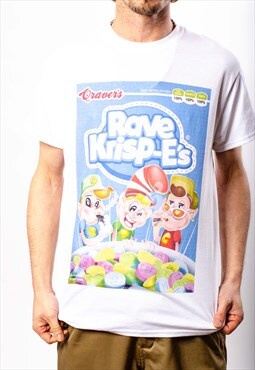 Rave Krispe's graphic print 90s rave, festival t-shirt white