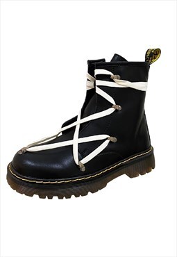 Small Platform speed hooks boots Martens black shoes