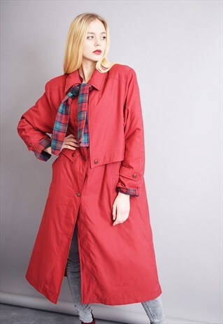 90'S RETRO OVERSIZED MINIMALIST RED MOM'S PARKA COAT