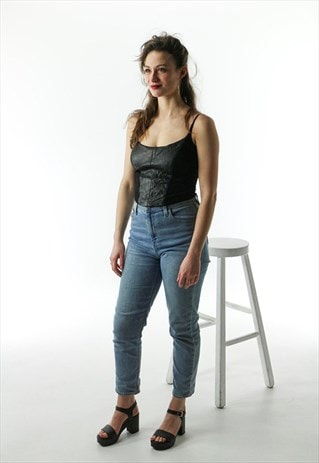 BLACK LEATHER TANK TOP / DARK BOXY TOP