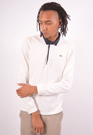 VINTAGE LACOSTE POLO SHIRT LONG SLEEVE WHITE