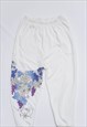 VINTAGE 90S WHITE CROPPED GLITTER FLORAL BAGGY TROUSERS W26