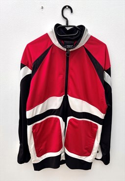 Vintage adidas red black tracksuit jacket large