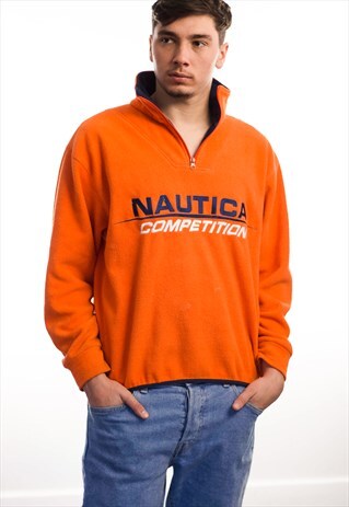VINTAGE NAUTICA LOGO 1/4 ZIP SWEATSHIRT 90S S 17.2