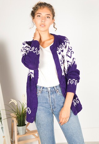 VINTAGE 80S CASUAL KNIT CARDIGAN / R03066