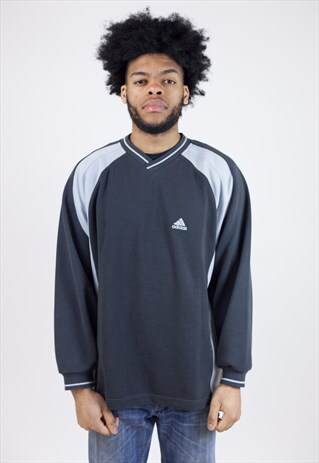 VINTAGE ADIDAS GREY/BLUE SWEATSHIRT