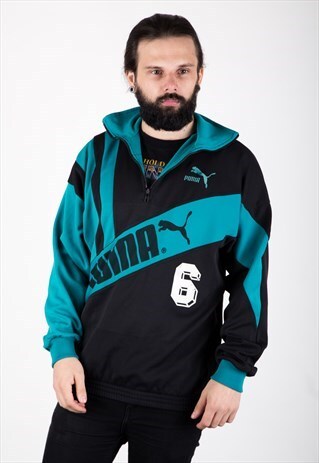 VINTAGE 90S PUMA PULLOVER TRACK TOP WITH 1/4 ZIP