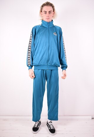 KAPPA MENS VINTAGE FULL TRACKSUIT MEDIUM BLUE 90S