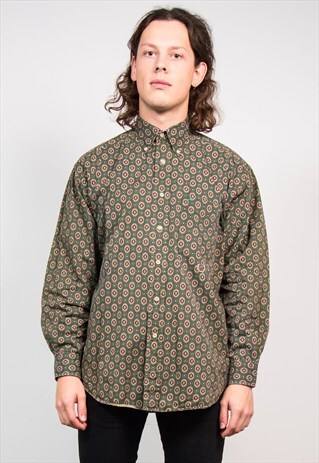 TOMMY HILFIGER GREEN BROCADE PATTERNED SMART SHIRT
