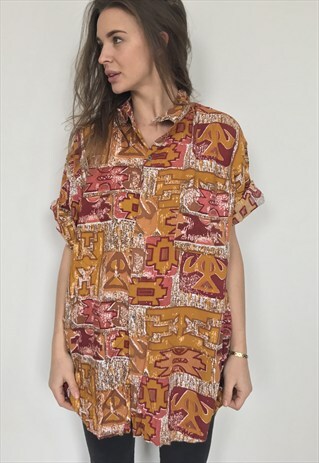 PATTERNED OVERSIZED RETRO VINTAGE UNISEX FESTIVAL SHIRT