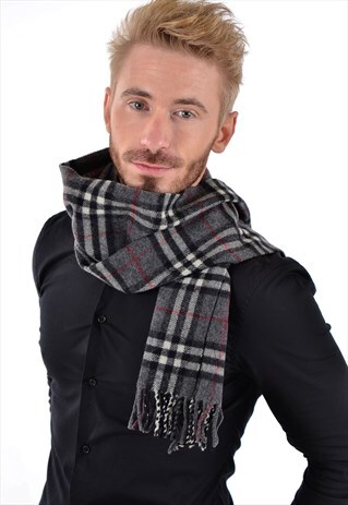 BURBERRYS GREY CASHMERE SCARF
