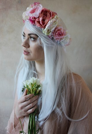ROUGE PONY - PINK AND CREAM FLOWER HEADPIECE