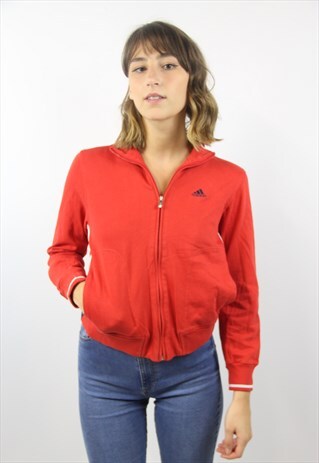 VINTAGE ADIDAS RED ZIP UP JUMPER