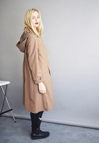 70'S RETRO OVERSIZED MINIMALIST MOCHA BROWN SWING COAT