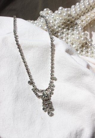 VINTAGE 30S ART DECO SPARKLY DIAMANTE RHINESTONE NECKLACE