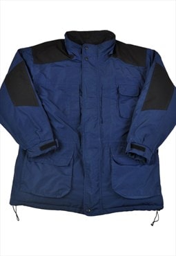 Vintage Ski Jacket Retro Block Colour Navy/Black Large