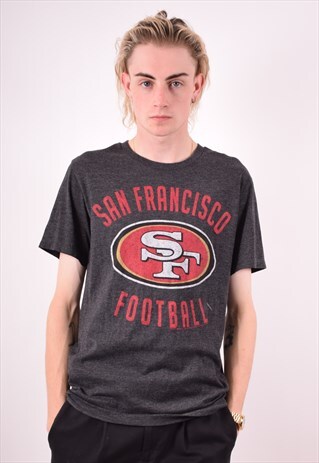NFL MENS VINTAGE SF 49ERS T-SHIRT TOP MEDIUM GREY 90S