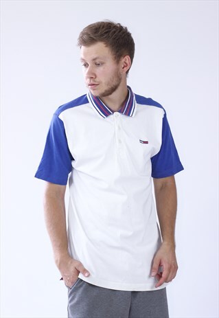 VINTAGE MENS TOMMY HILFIGER SMALL LOGO POLO SHIRT TOP